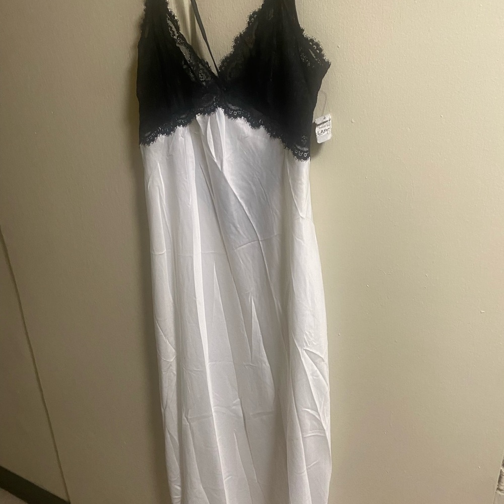 INC International Concepts Lace Trim Black and White Chemise